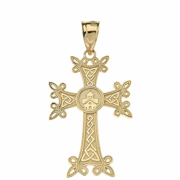 10k Gold Armenian Apostolic Trinity Cross Pendant